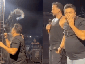 Cantor da Banda Malla 100 Alça é atingido por lata de cerveja durante show