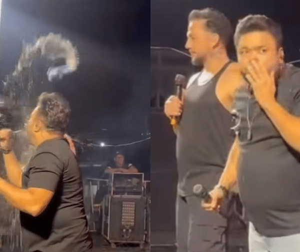 Cantor da Banda Malla 100 Alça é atingido por lata de cerveja durante show