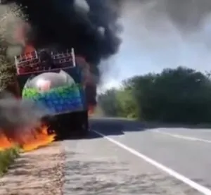 Trio Elétrico de Durval Lelys pega fogo